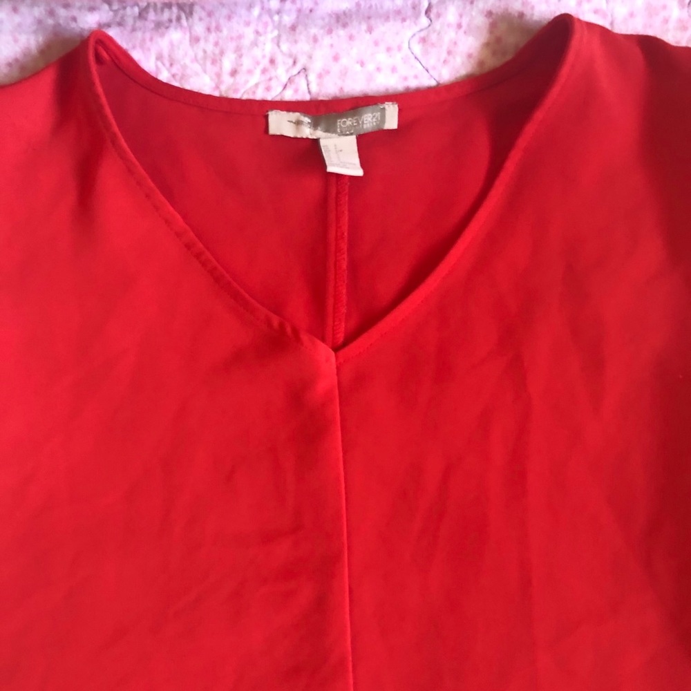 Red Flowy Blouse.